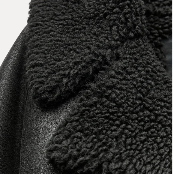 DOUBLE FACED LONG BIKER COAT ZW COLLECTION - Picture 2 of 5